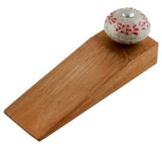Red Embossed Crackle Ceramic Wooden Door Stopper